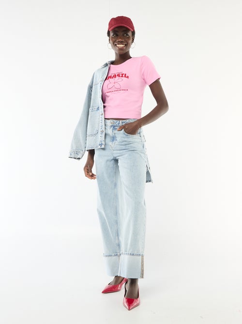 T-shirt imprimé à manches courtes à motif - Kiabi