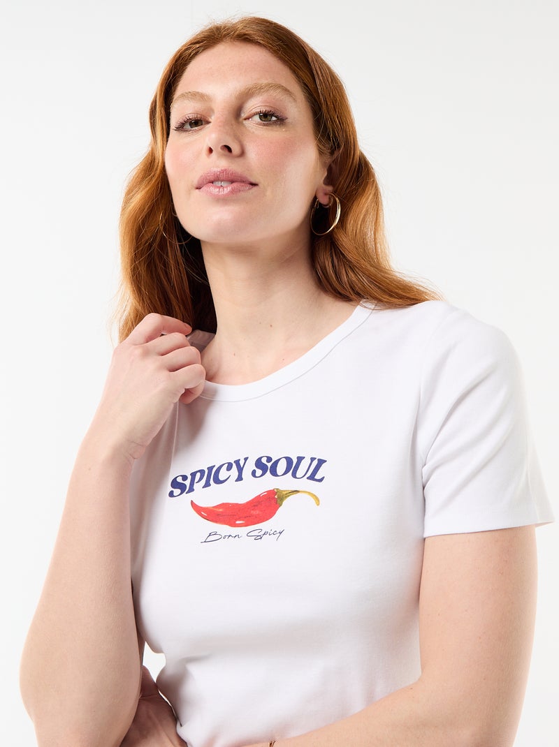 T-shirt imprimé à manches courtes Blanc - Kiabi