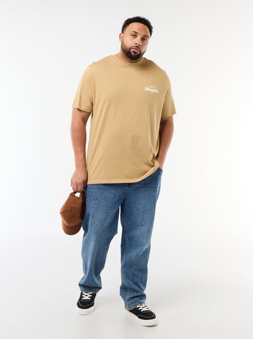 T-shirt imprimé à manches courtes et col rond - Kiabi