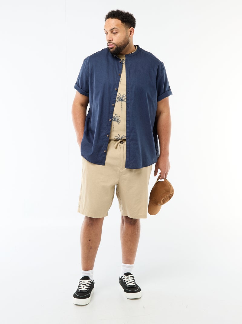 T-shirt imprimé à manches courtes et col rond Beige - Kiabi