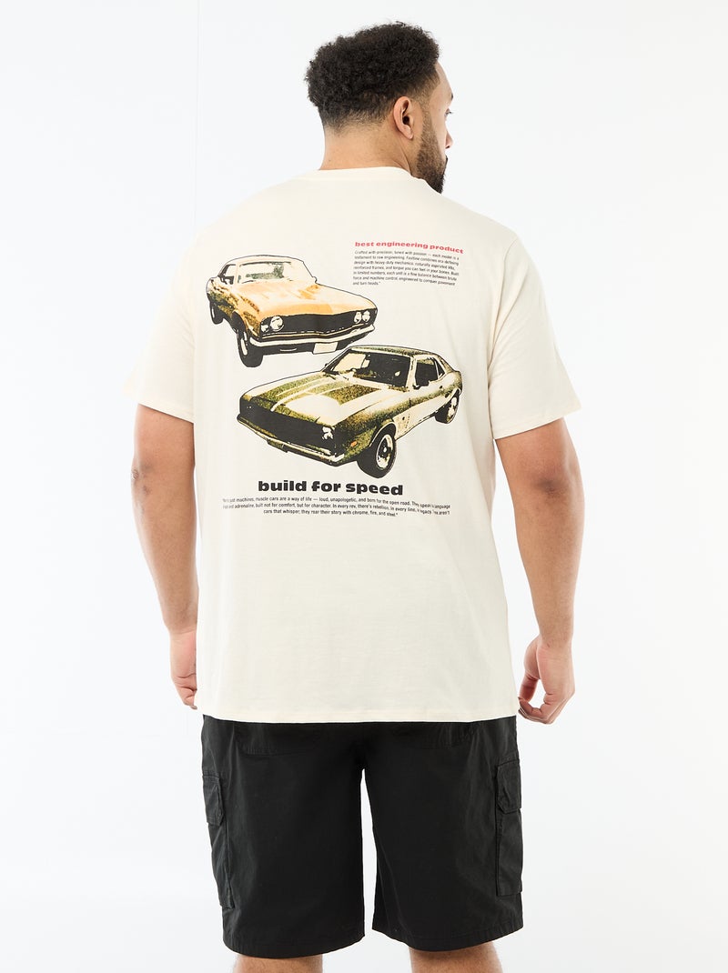 T-shirt imprimé à manches courtes et col rond Blanc - Kiabi