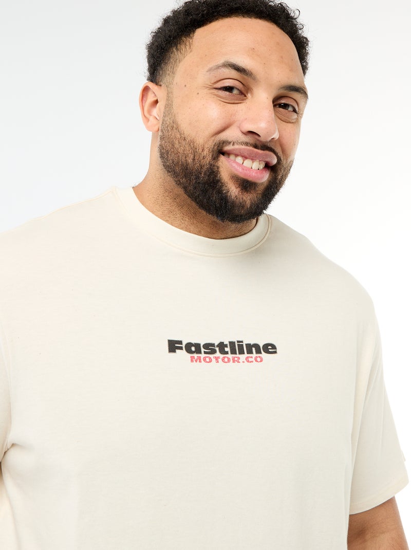 T-shirt imprimé à manches courtes et col rond Blanc - Kiabi