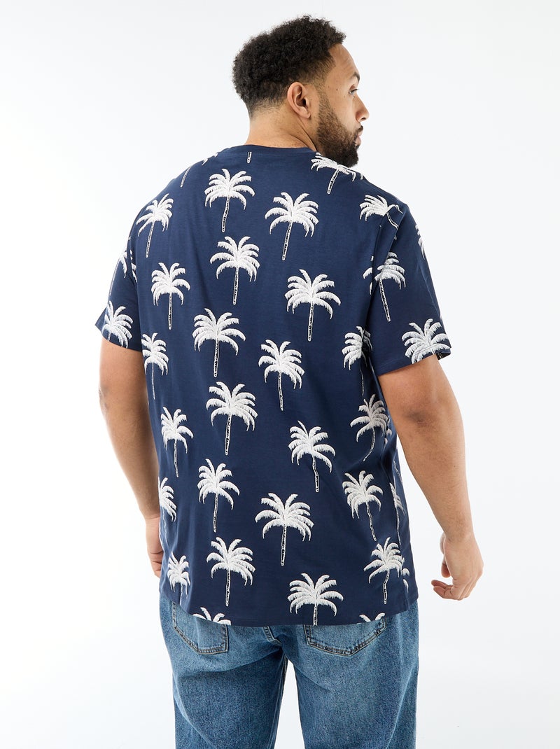 T-shirt imprimé à manches courtes et col rond Bleu - Kiabi