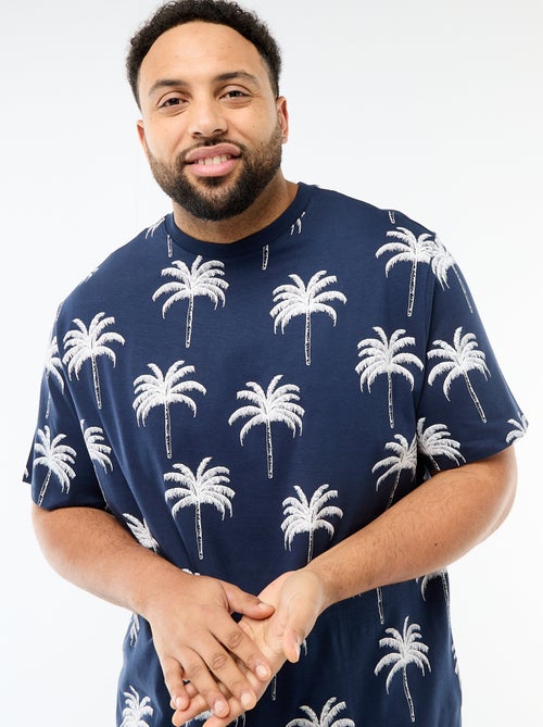 T-shirt imprimé à manches courtes et col rond - Kiabi