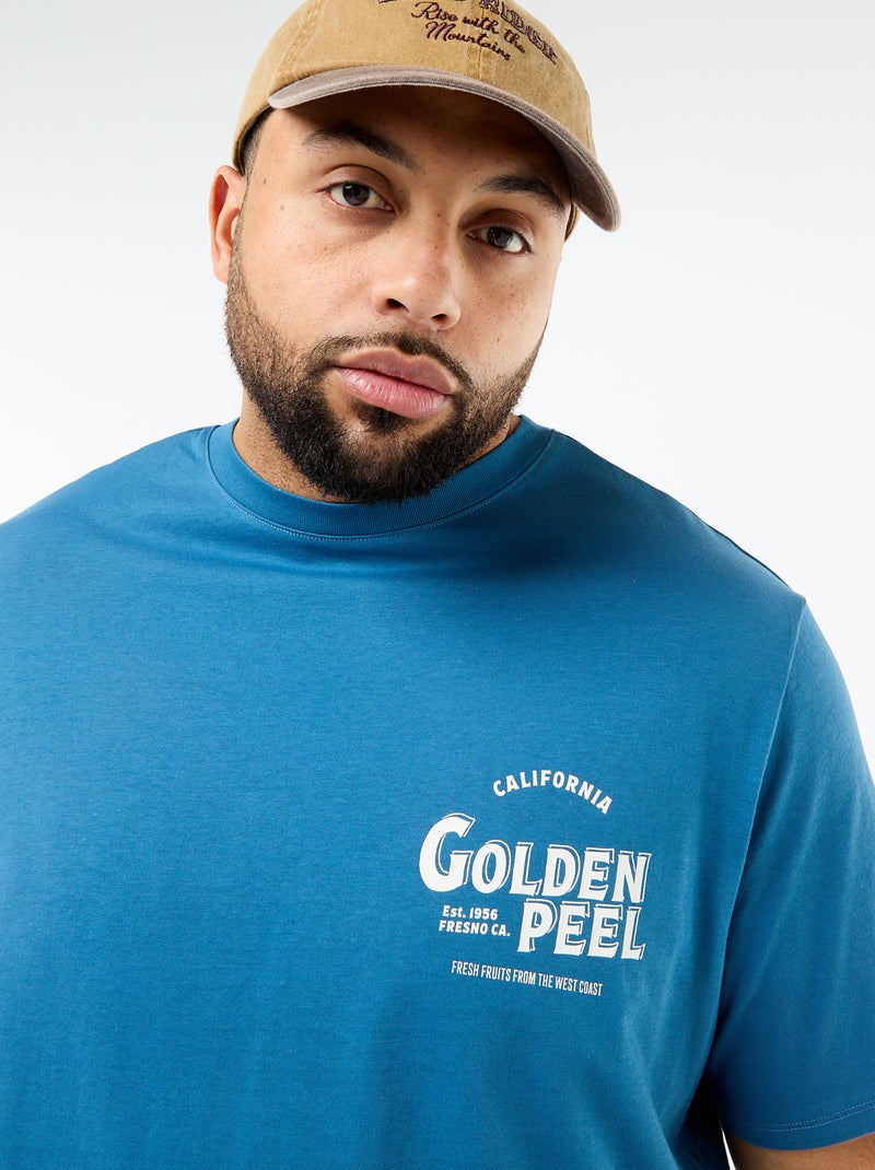 T-shirt imprimé à manches courtes et col rond Bleu - Kiabi