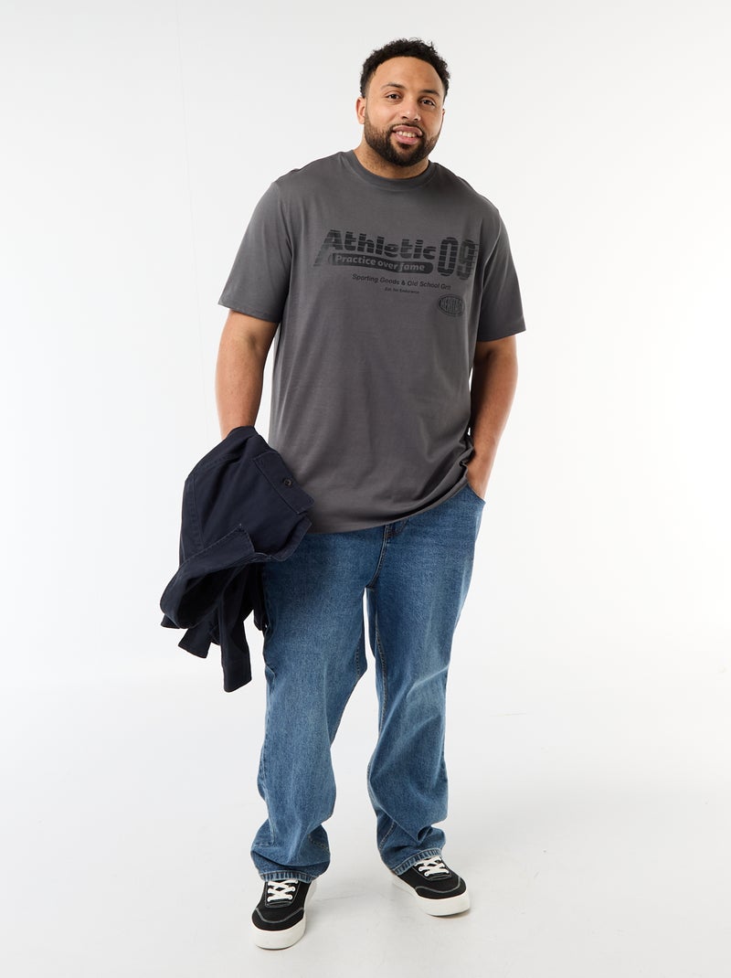 T-shirt imprimé à manches courtes et col rond Gris - Kiabi