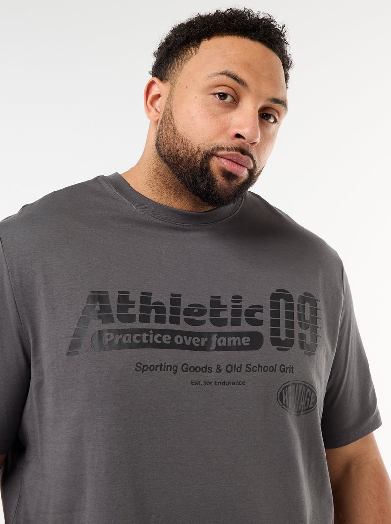 T-shirt imprimé à manches courtes et col rond Gris - Kiabi