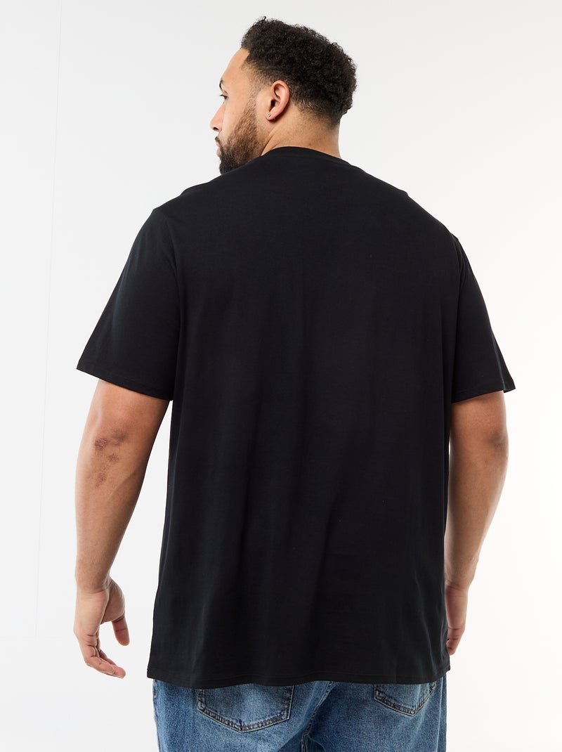 T-shirt imprimé à manches courtes et col rond Noir - Kiabi