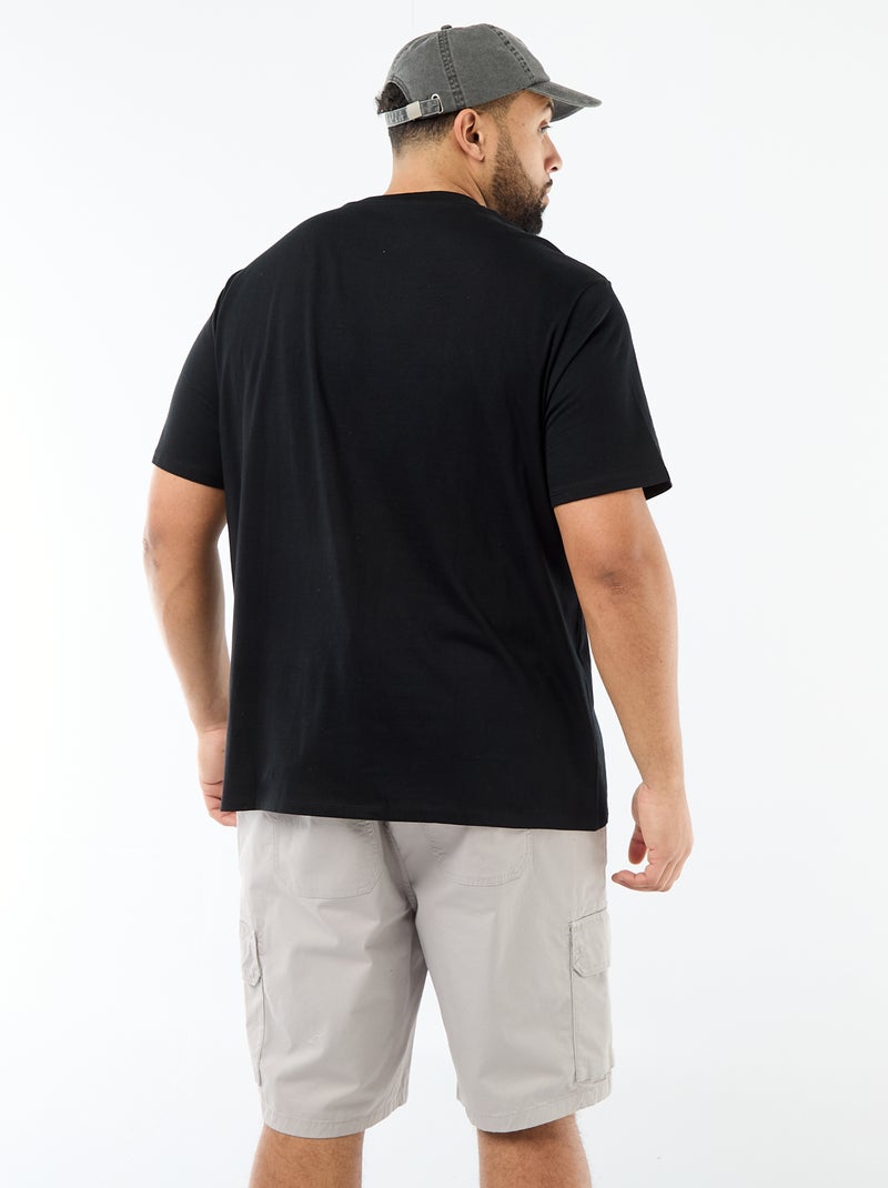 T-shirt imprimé à manches courtes et col rond Noir - Kiabi