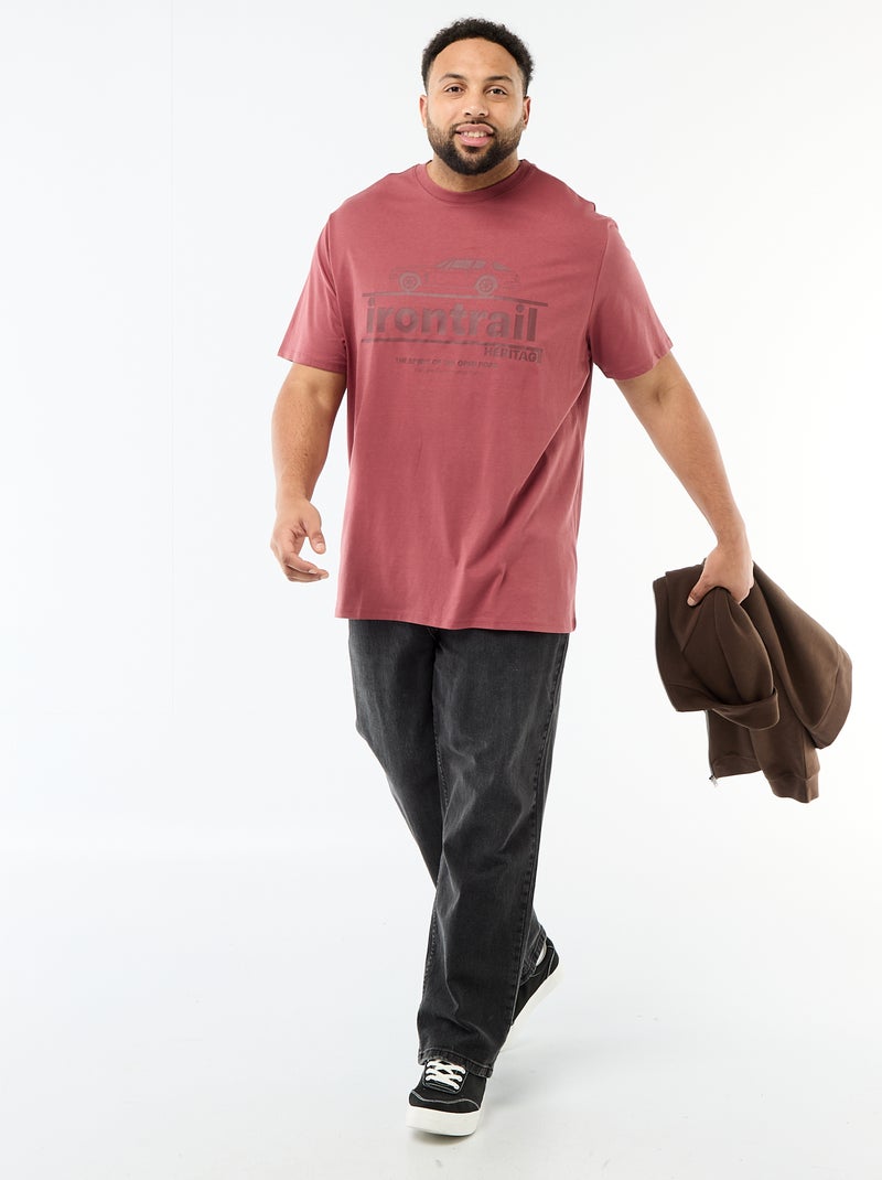 T-shirt imprimé à manches courtes et col rond Rouge - Kiabi