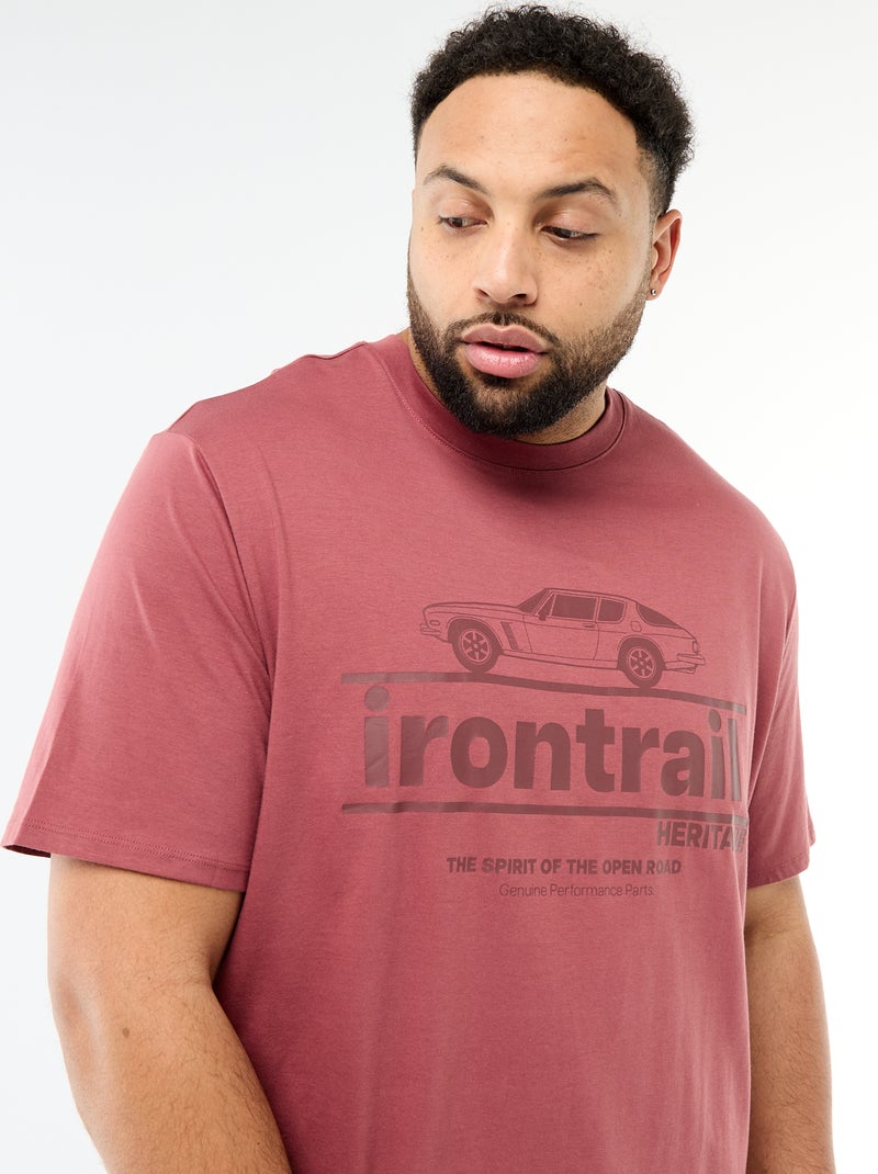 T-shirt imprimé à manches courtes et col rond Rouge - Kiabi