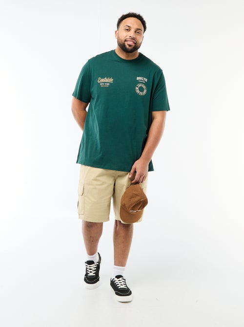 T-shirt imprimé à manches courtes et col rond - Kiabi