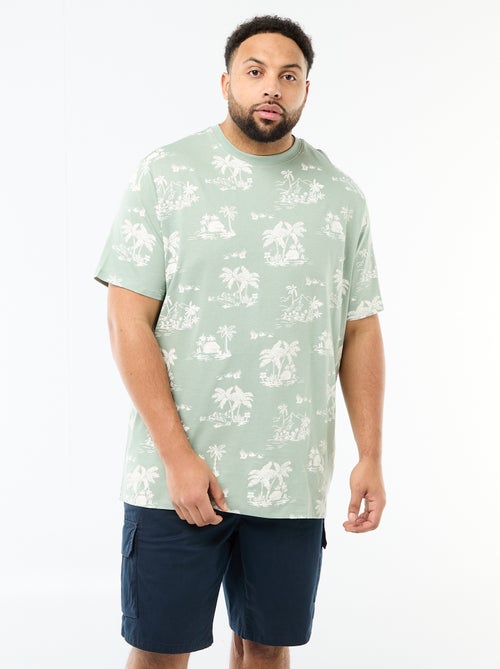 T-shirt imprimé à manches courtes et col rond - Kiabi