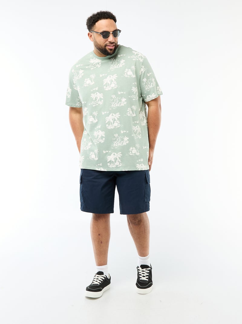 T-shirt imprimé à manches courtes et col rond Vert - Kiabi