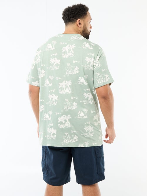 T-shirt imprimé à manches courtes et col rond - Kiabi