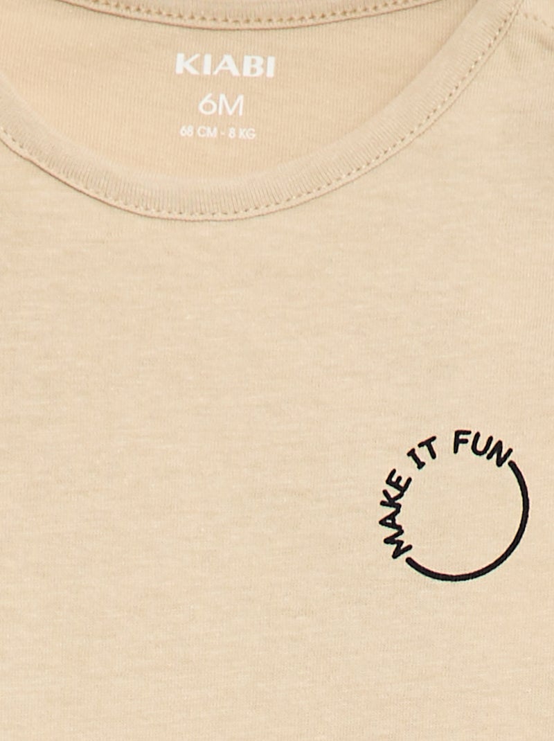 T-shirt imprimé à manches longues Beige - Kiabi