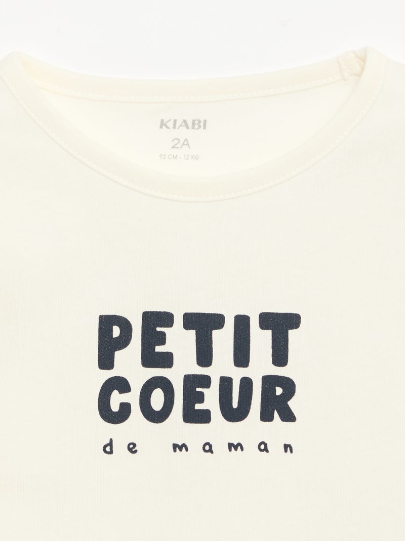 T-shirt imprimé à manches longues Blanc - Kiabi