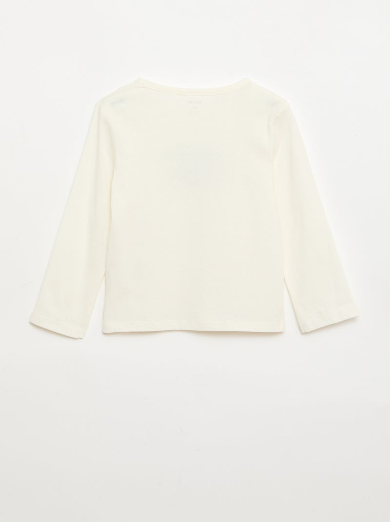 T-shirt imprimé à manches longues Blanc - Kiabi