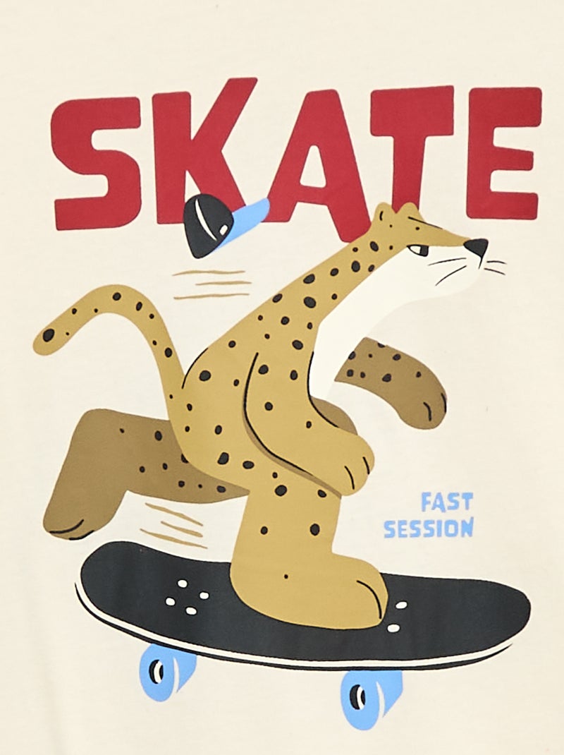 T-shirt imprimé à manches longues Blanc - Kiabi