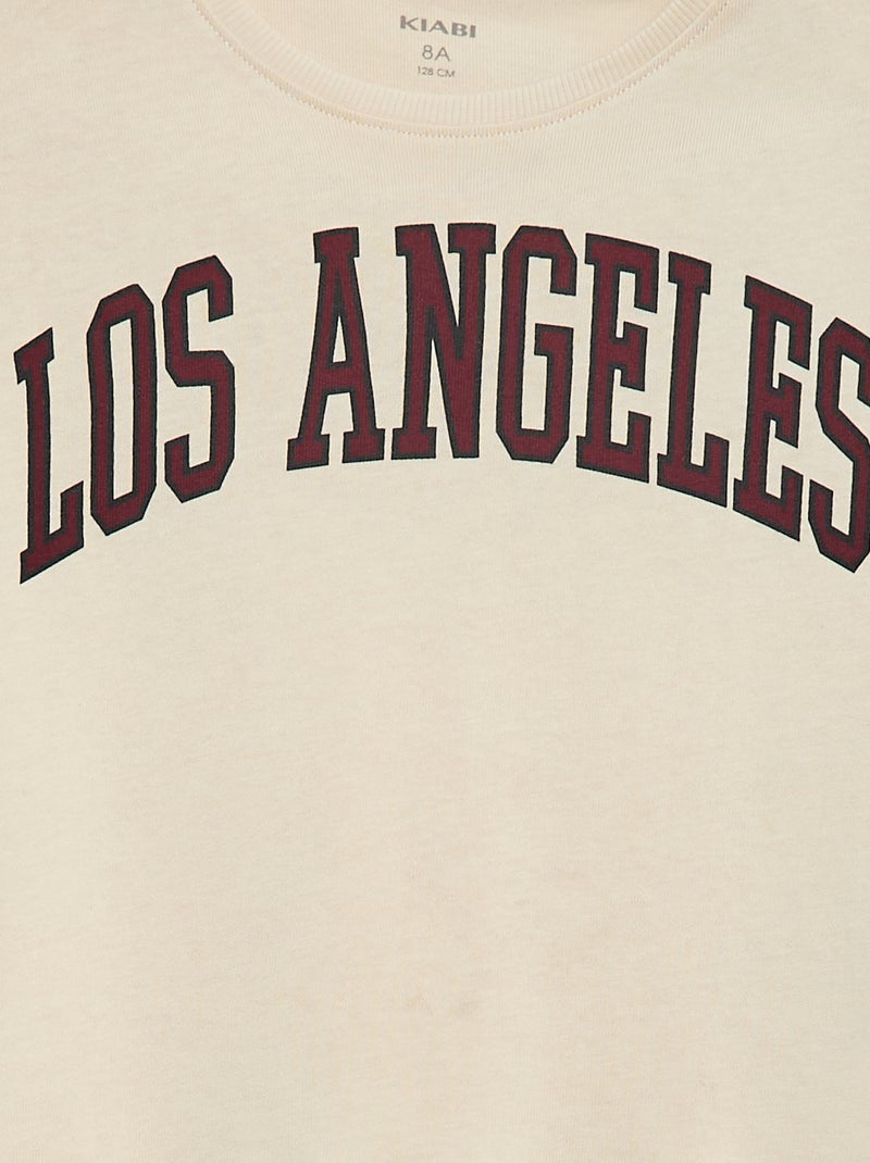 T-shirt imprimé à manches longues Blanc - Kiabi