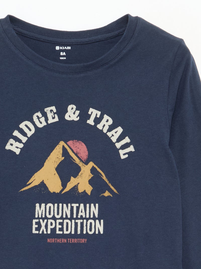 T-shirt imprimé à manches longues Bleu - Kiabi