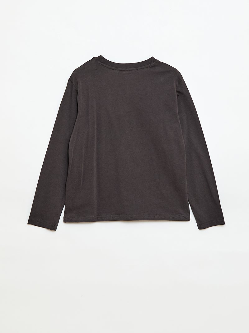 T-shirt imprimé à manches longues Gris foncé - Kiabi