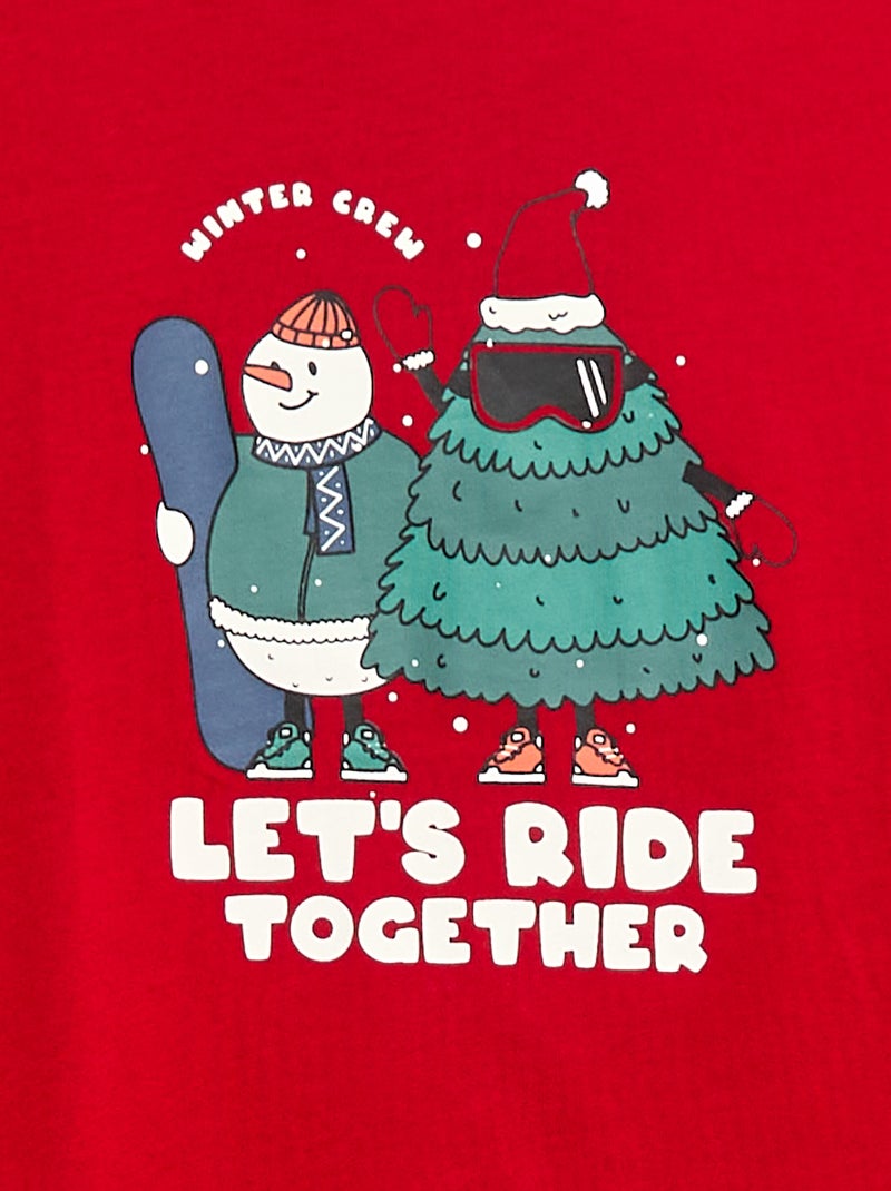 T-shirt imprimé à manches longues Rouge - Kiabi