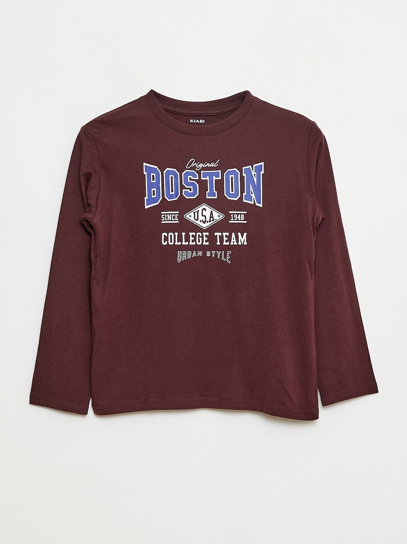 T-shirt imprimé à manches longues Rouge - Kiabi