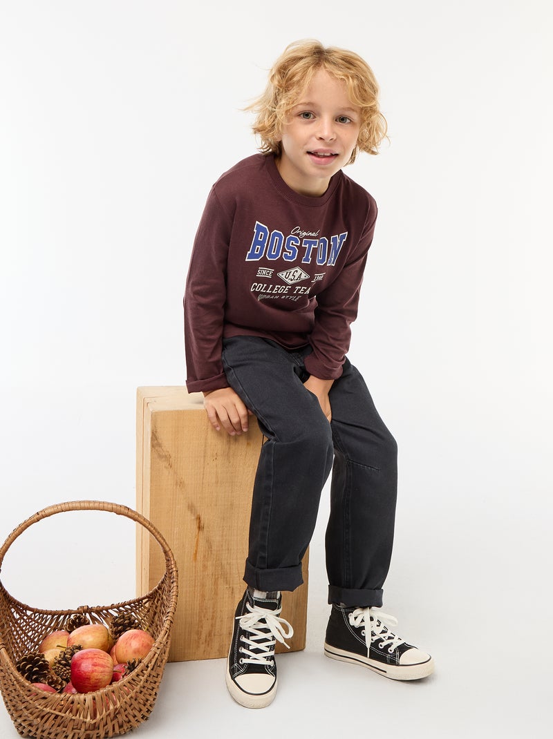 T-shirt imprimé à manches longues Rouge - Kiabi