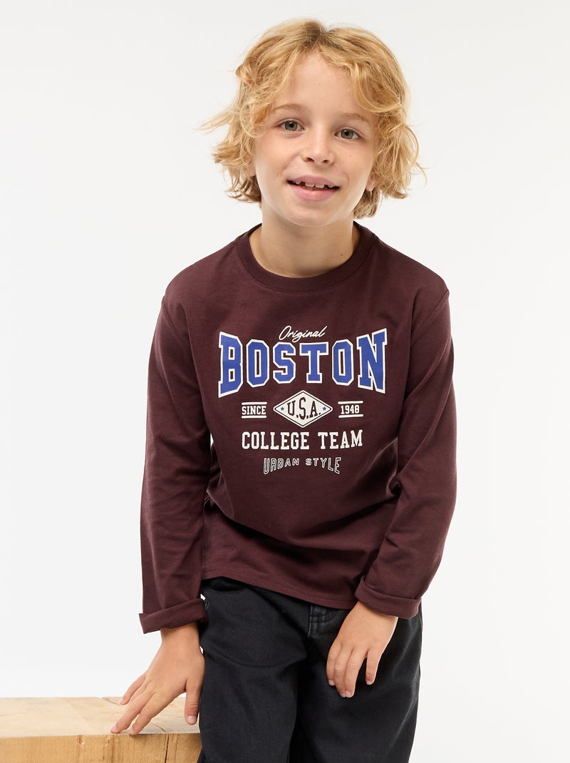 T-shirt imprimé à manches longues Rouge - Kiabi