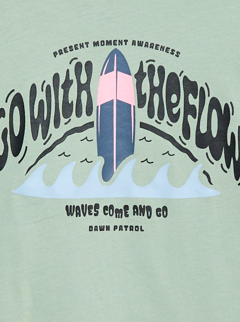 T-shirt imprimé à manches longues Vert - Kiabi