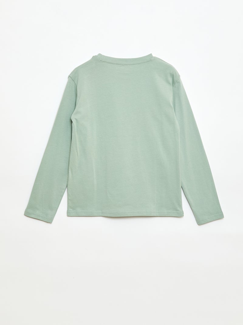T-shirt imprimé à manches longues Vert - Kiabi