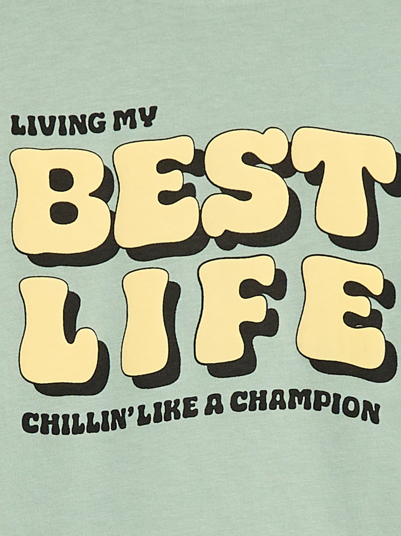 T-shirt imprimé à manches longues Vert - Kiabi