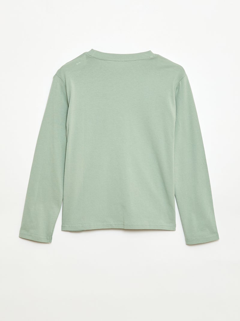 T-shirt imprimé à manches longues Vert - Kiabi