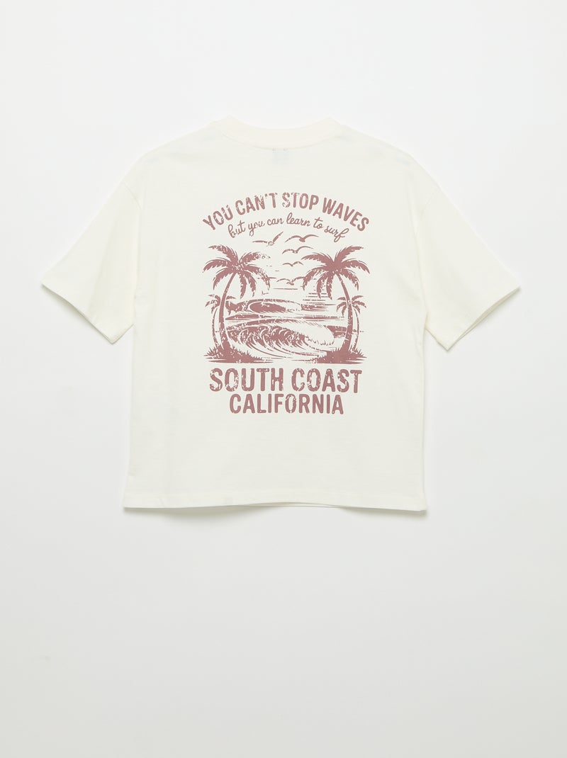 T-shirt imprimé à message à manches courtes Blanc - Kiabi