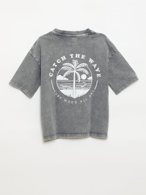 T-shirt imprimé à message à manches courtes - Kiabi