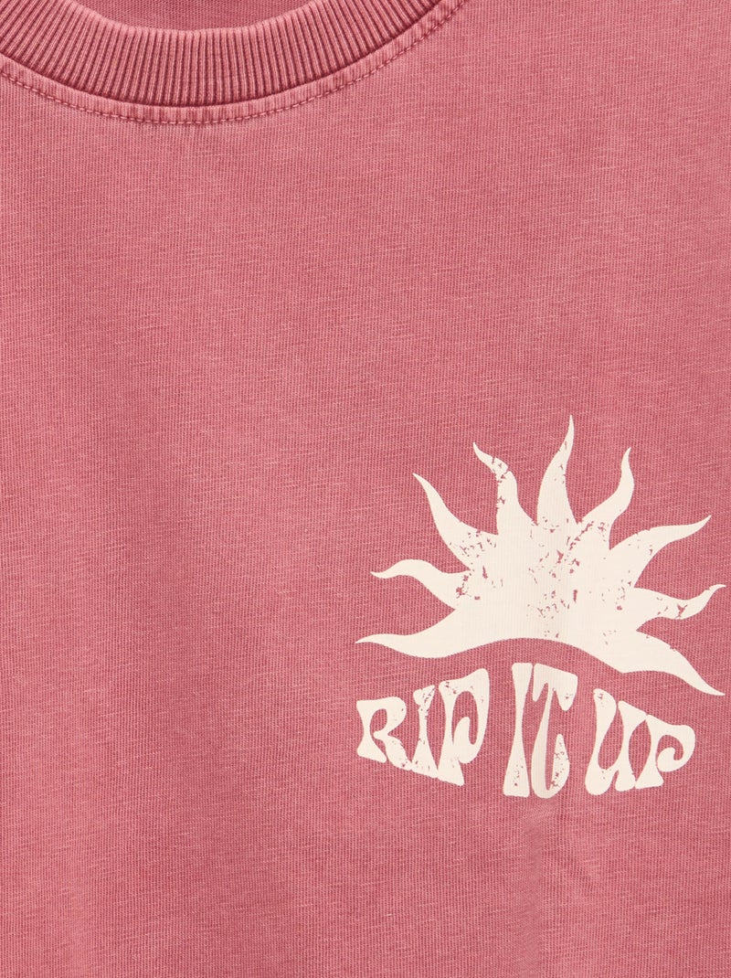 T-shirt imprimé à message à manches courtes Rouge - Kiabi