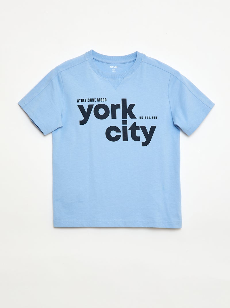 T-shirt imprimé à message Bleu - Kiabi