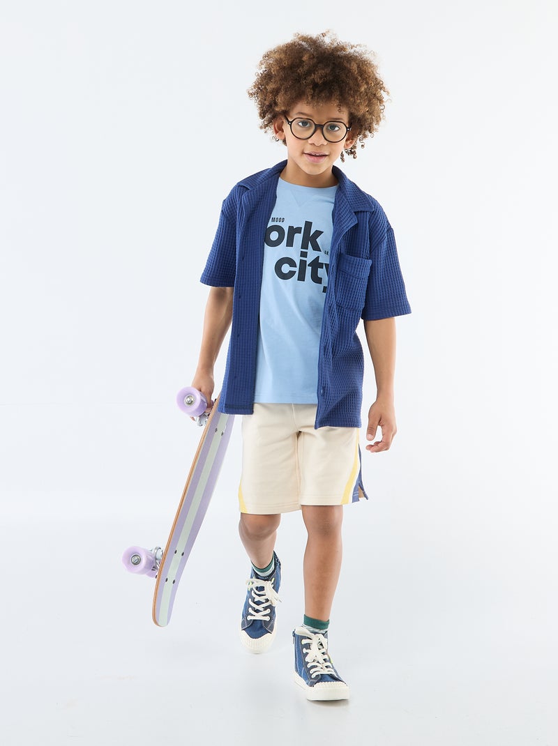 T-shirt imprimé à message Bleu - Kiabi