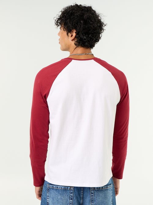 T-shirt imprimé avec manches longues raglan - Kiabi
