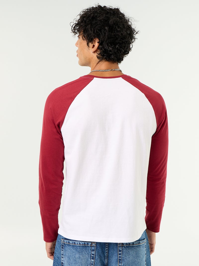 T-shirt imprimé avec manches longues raglan Rouge - Kiabi