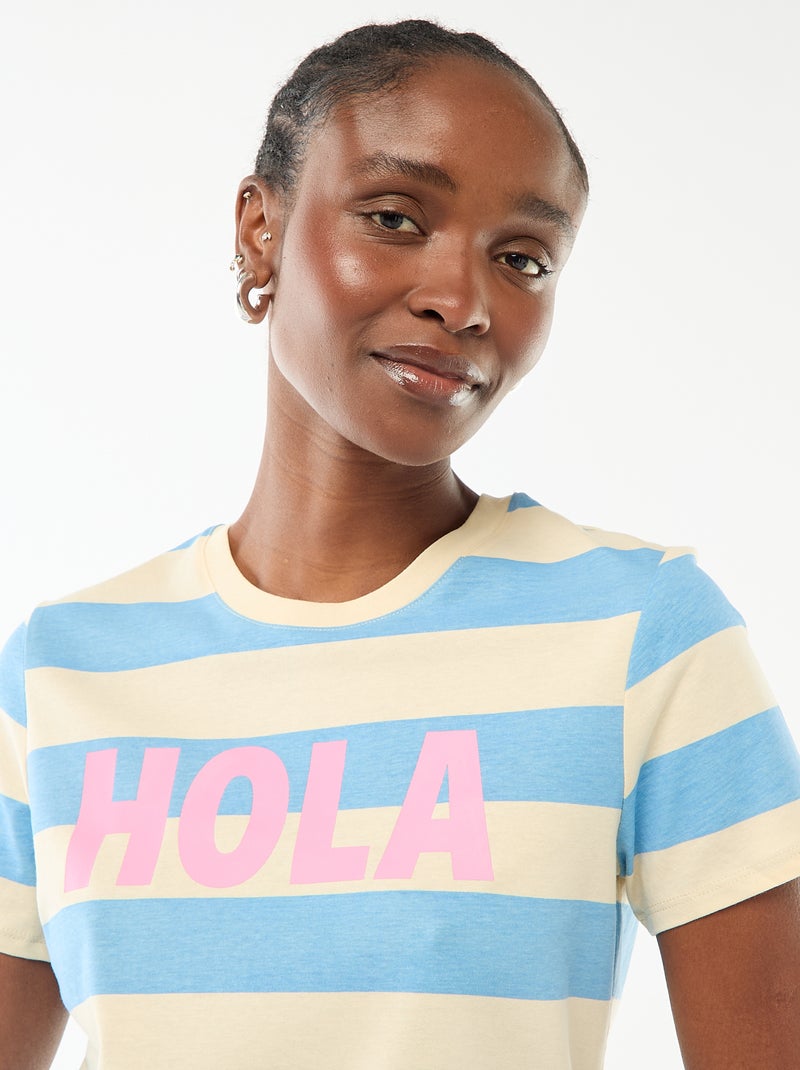 T-shirt imprimé Bleu - Kiabi