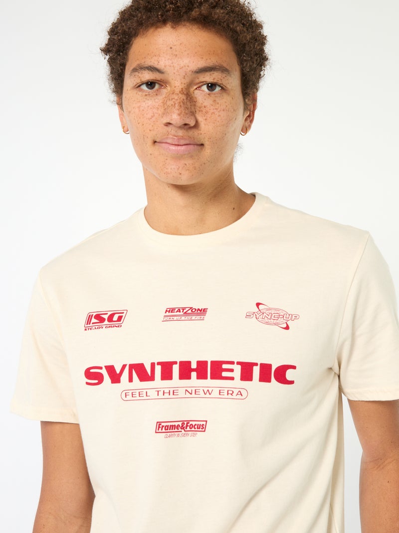 T-shirt imprimé en coton uni Blanc - Kiabi