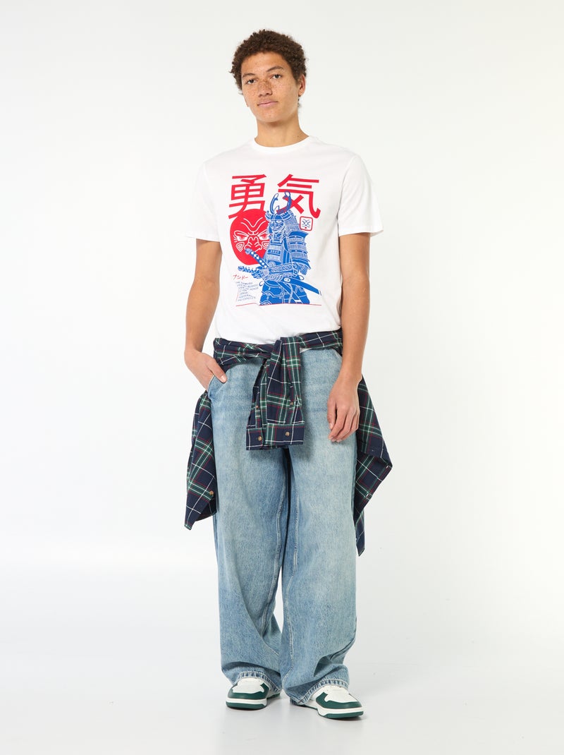 T-shirt imprimé en coton uni Blanc - Kiabi