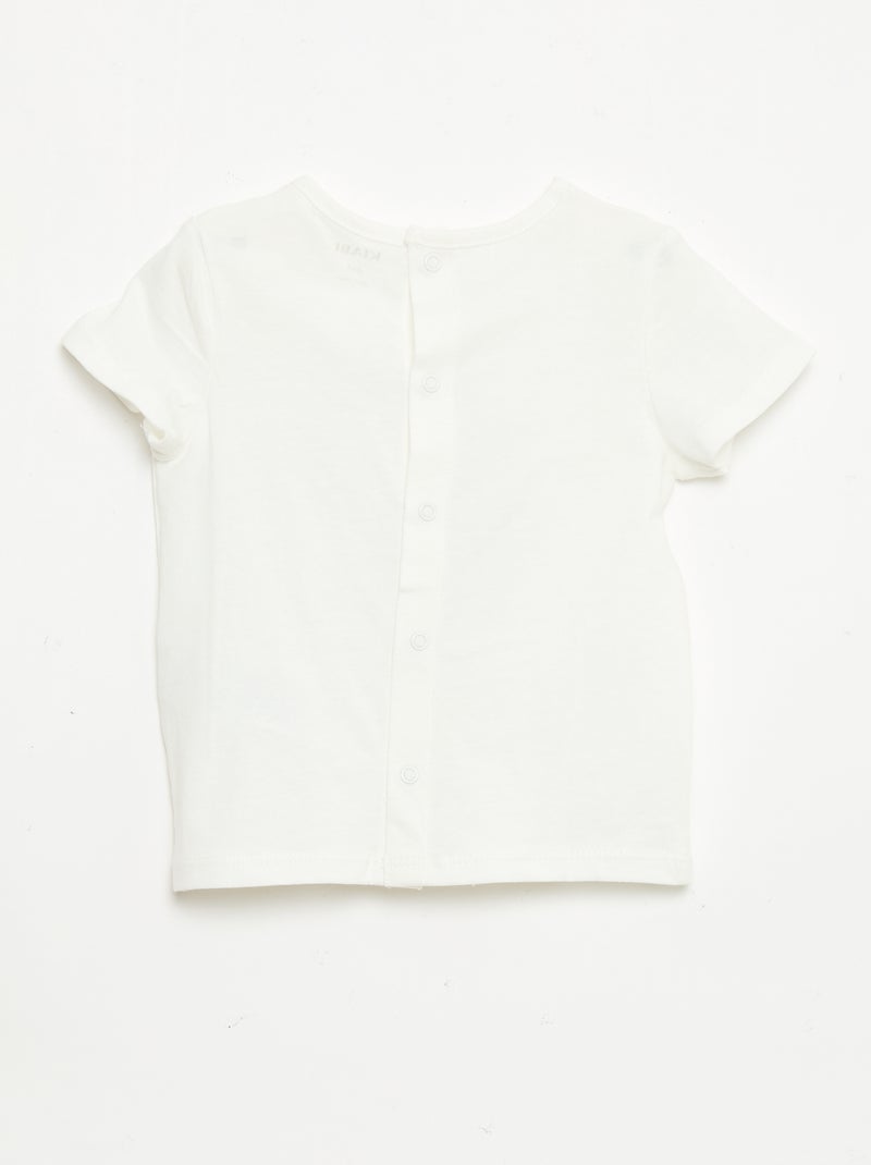 T-shirt imprimé et brodé à manches courtes Blanc - Kiabi