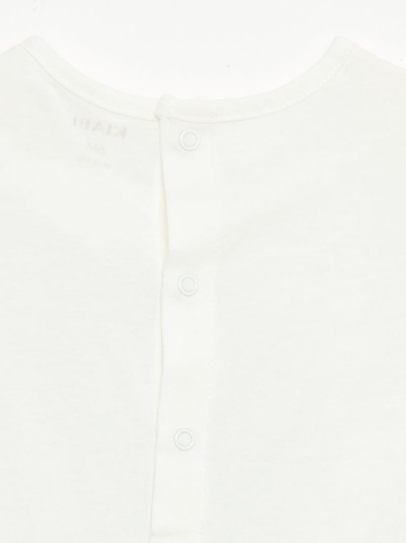 T-shirt imprimé et brodé à manches courtes Blanc - Kiabi