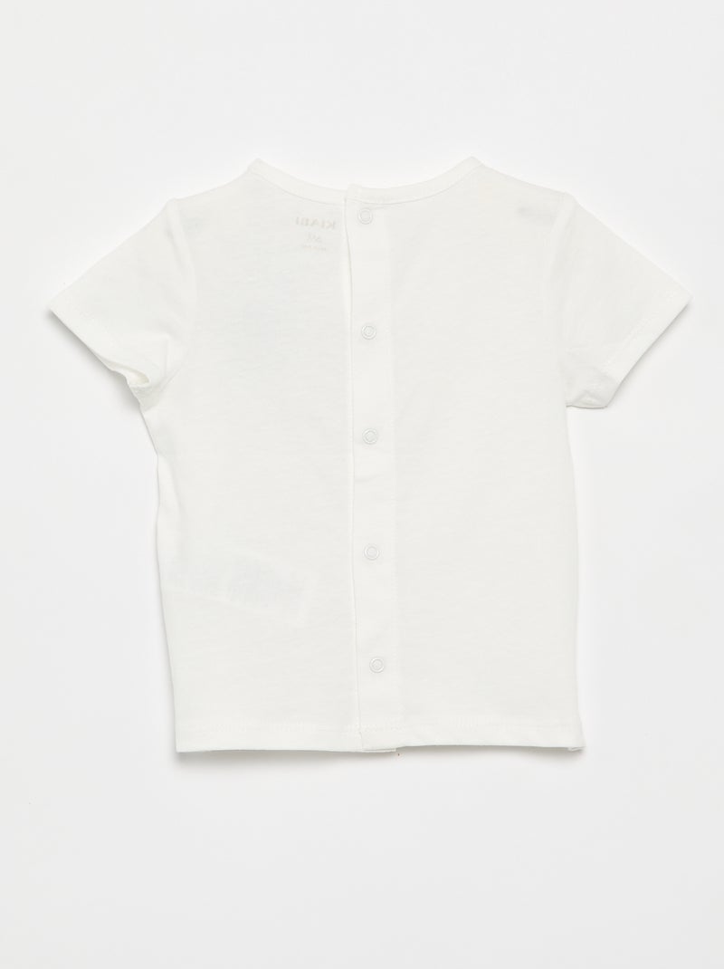 T-shirt imprimé et brodé à manches courtes Blanc - Kiabi