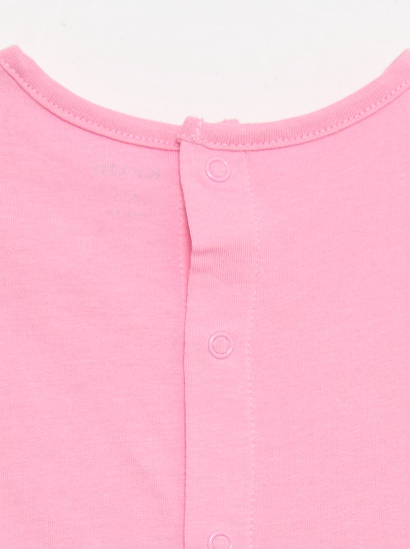 T-shirt imprimé et brodé à manches courtes Rose - Kiabi