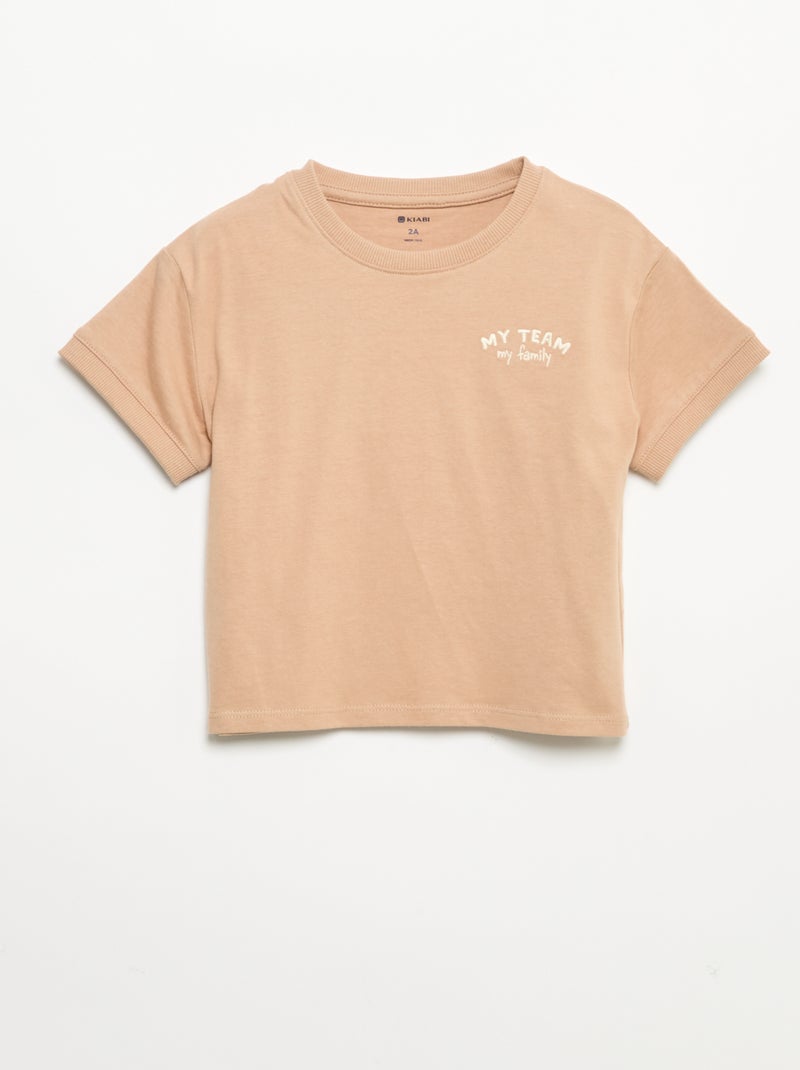 T-shirt imprimé fantaisie à manches courtes Beige - Kiabi