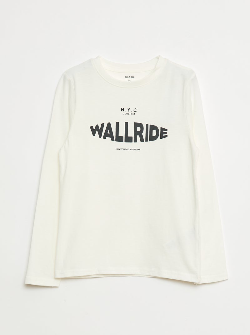T-shirt imprimé fantaisie à manches longues Blanc - Kiabi